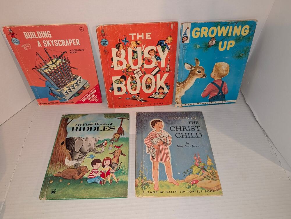 Lot 5 Vintage Childrens Elf Books Wonder 1950's Up Rare